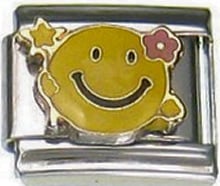 Bonhomme sourire (Smiley) avec fleur et étoile