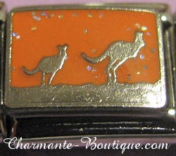 Kangourous sur fond orange