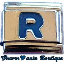 Lettre R bleu