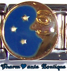 Lune avec étoiles sur fond bleu